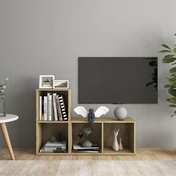 vidaXL Tv-meubelen 2 st 72x35x36,5 cm bewerkt hout sonoma, Huis en Inrichting, Kasten |Televisiemeubels, Verzenden, Nieuw