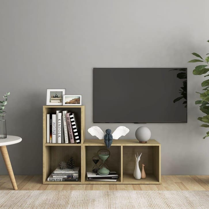 vidaXL Tv-meubelen 2 st 72x35x36,5 cm bewerkt hout sonoma, Maison & Meubles, Armoires | Mobilier de télévision, Envoi