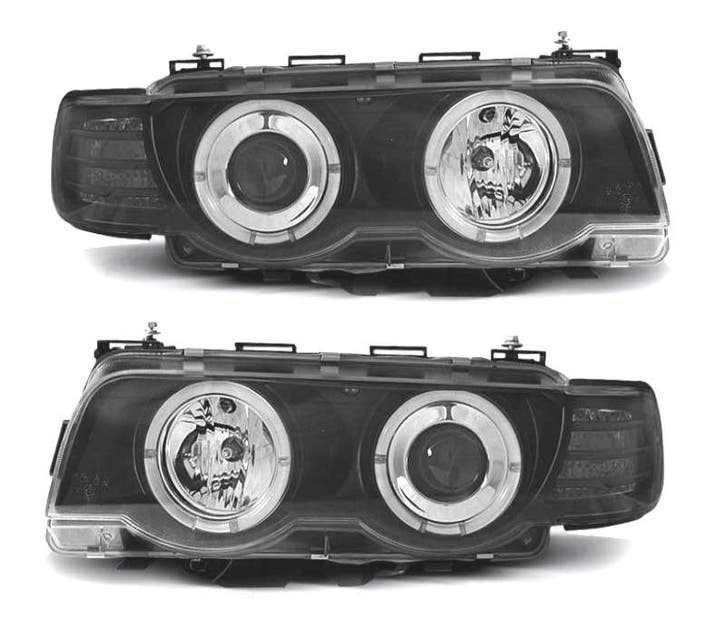 Phares Pour Bmw Série 7 E38 98-01 Angel Eyes Fond Noir, Auto-onderdelen, Verlichting, Verzenden