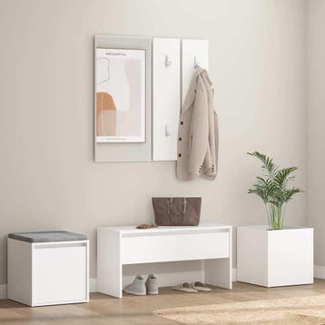 vidaXL Garderobe set bewerkt hout wit, Huis en Inrichting, Verzenden, Nieuw