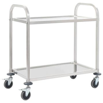 vidaXL Keukentrolley 2-laags 95x45x83,5 cm roestvrij staal, Verzenden