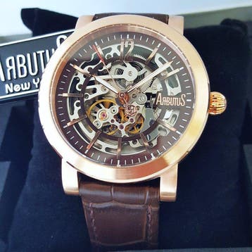 Arbutus - Automatic - Skeleton - Gold - Sapphire - NEW -