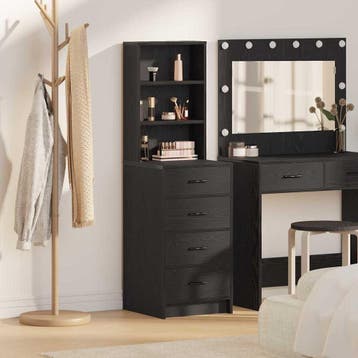 vidaXL Highboard Zwart eiken 40 x 41 x 135 cm Bewerkt hout, Verzenden, Nieuw
