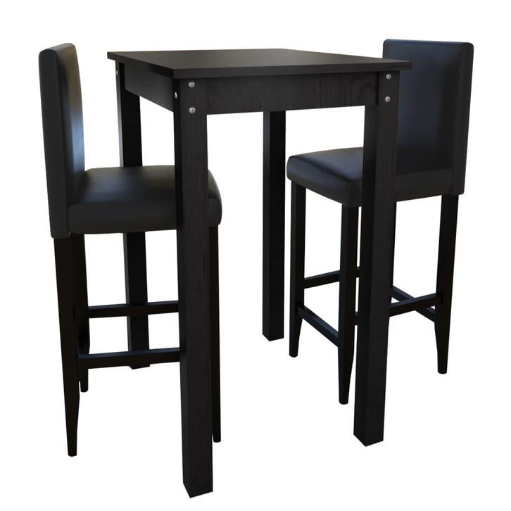 vidaXL Bartafel met 2 barkrukken zwart, Huis en Inrichting, Complete eetkamers, Nieuw, Verzenden