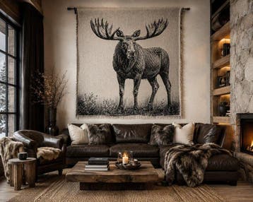 Exclusief wandtapijt met eland in katoenjacquard - 180×140