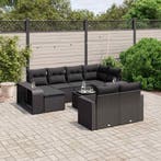 vidaXL 11-delige Loungeset met kussens poly rattan zwart, Verzenden, Loungeset