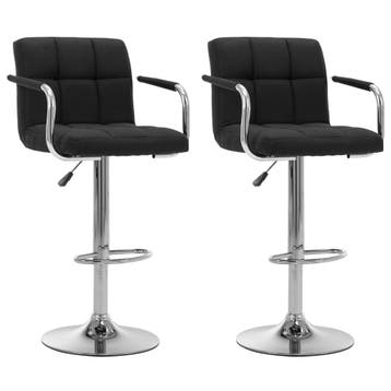 vidaXL Barstoelen 2 st stof zwart, Verzenden