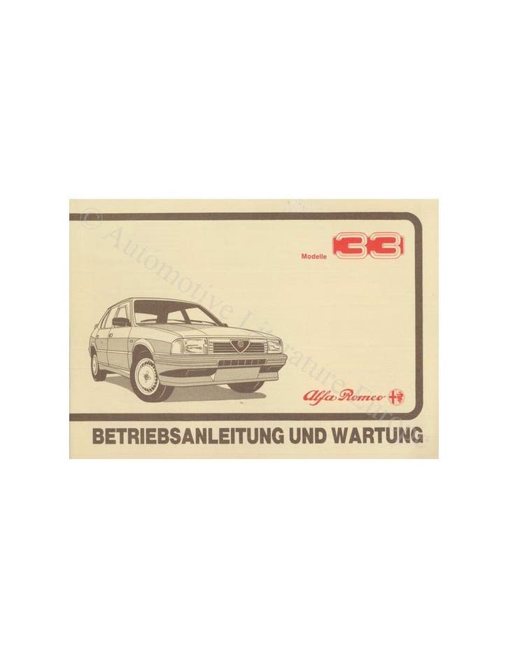 1987 ALFA ROMEO 33 INSTRUCTIEBOEKJE DUITS, Autos : Divers, Modes d'emploi & Notices d'utilisation