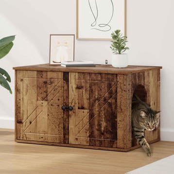 vidaXL Kattenhuis Oud hout 85 x 55 x 50,5 cm Bewerkt hout, Verzenden