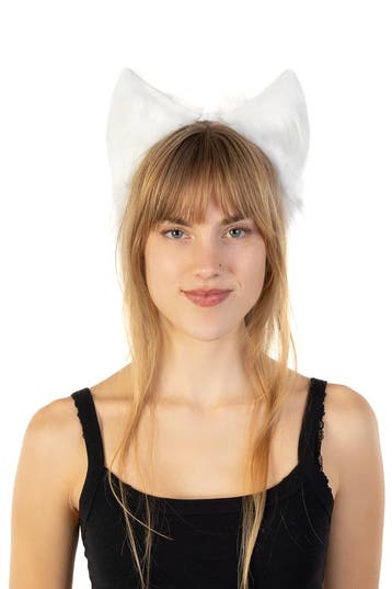 KIMU® Haarband Furry Oortjes Wit Kat Poes Vos Diadeem Dons D, Ophalen of Verzenden, Nieuw