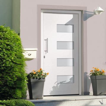 vidaXL Voordeur 100x210 cm aluminium en PVC wit, Verzenden
