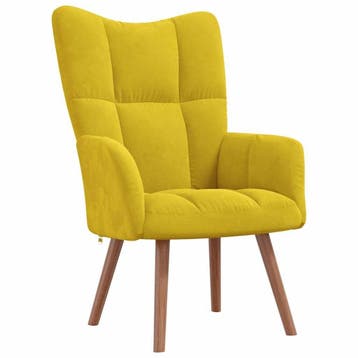 Relaxstoel fluweel mosterdgeel: luxe velvet interieur upg..., Verzenden, Minder dan 75 cm, Stijlvol, Zo goed als nieuw