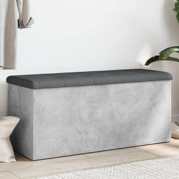 vidaXL Opbergbankje 102x42x45 cm bewerkt hout betongrijs, Verzenden