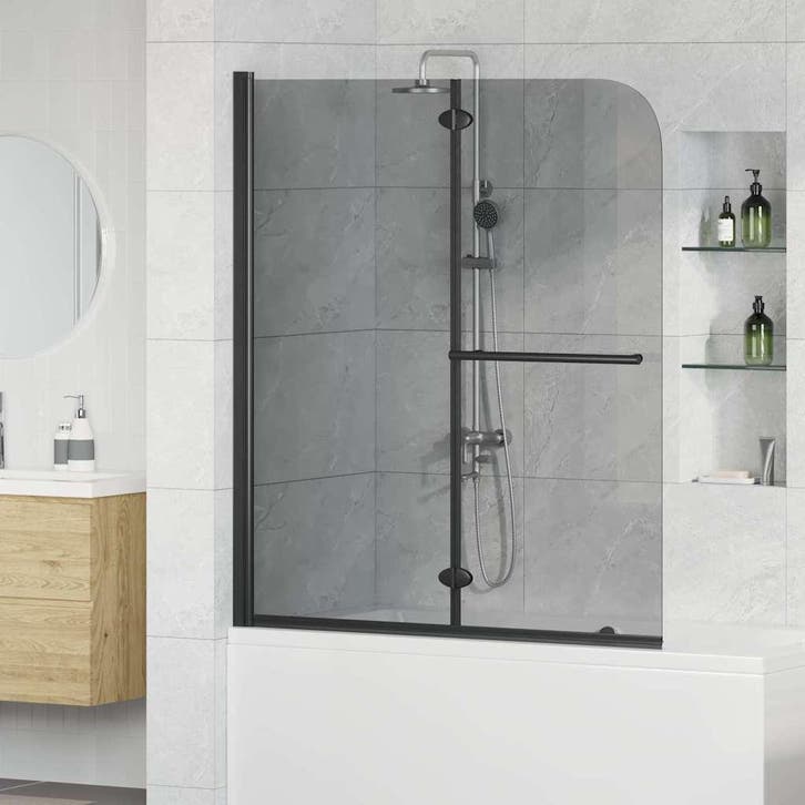 vidaXL Douche Omheining Zwart 95 x 140 cm ESG Glas en, Doe-het-zelf en Bouw, Sanitair, Nieuw, Verzenden