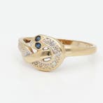 Bague - 18 carats Or jaune, Or blanc Saphir - Diamant -, Bijoux, Sacs & Beauté
