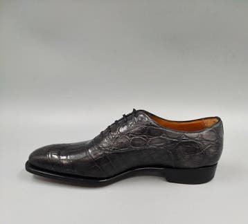 Mauro Volponi-10UK-Black Crocodile Oxfords - Veterschoenen -, Nieuw