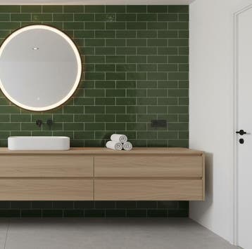 Wandtegel Equipe Trendy Handvorm Urano Groen Glans 6,5x13, Nieuw, Minder dan 20 cm, 10 m² of meer, Wandtegels