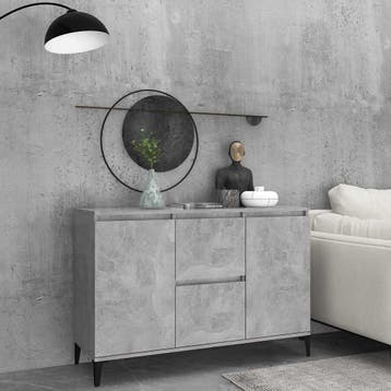 vidaXL Dressoir 102x35x70 cm bewerkt hout betongrijs, Huis en Inrichting, Kasten | Dressoirs, Verzenden, Nieuw
