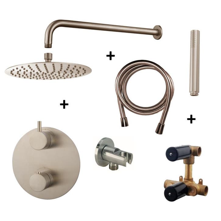 Wiesbaden Inbouw Regendouche Set Caral Rond Muuruitloop RVS, Doe-het-zelf en Bouw, Sanitair, Kraan, Nieuw, Ophalen of Verzenden