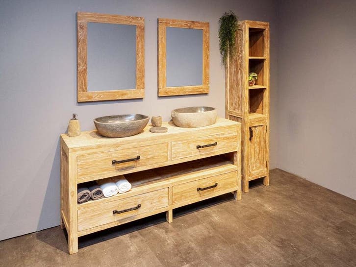 2 persoons badmeubelset 180cm | White Wash, Huis en Inrichting, Badkamer | Badkamermeubels, 25 tot 50 cm, Nieuw, Wastafelkast