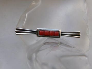 Zilver, Coral - Broche - Art Deco