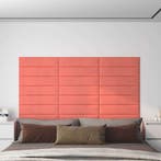 vidaXL Wand Hoofdbord 12 pcs Roze Fluweel, Verzenden
