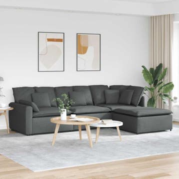 vidaXL Modulaire bank met voetenbank en kussens stof, Verzenden, Nieuw