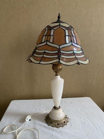 Lamp - Marmer - Alabaster marble lamp wit, Antiek en Kunst