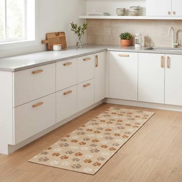 vidaXL Keuken Tapijt Beige pootjes 150 x 45 cm 100%, Jardin & Terrasse, Paillassons, Verzenden