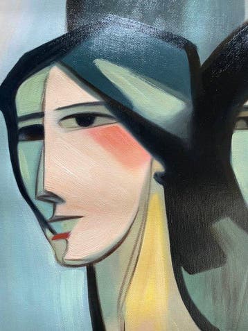 Adriano Ferretti (1976) - Due guance rosa sotto il blu
