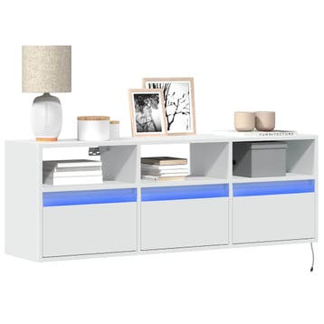 vidaXL Tv-wandmeubel met LED-verlichting 130x31x45 cm wit, Verzenden