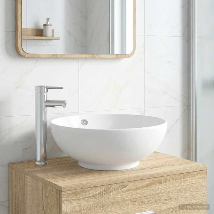 vidaXL Badwasbak Chroom 44 x 44 x 16 cm Metaal, Maison & Meubles, Tables | Coiffeuses, Envoi