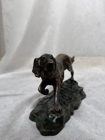 Beeld, Jachthond - 15 cm - Gepatineerd brons, Antiek en Kunst