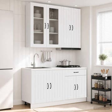 vidaXL Keukenblok LUCCA 4 st Hoogglans Wit Bewerkt hout, Verzenden