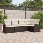 vidaXL Bankstel met kussen 5 pcs Bruin Polyester, Verzenden