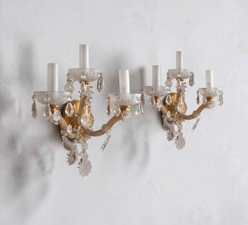 Wandlamp (2) - Kristal, Messing - Venetiërs uit Murano