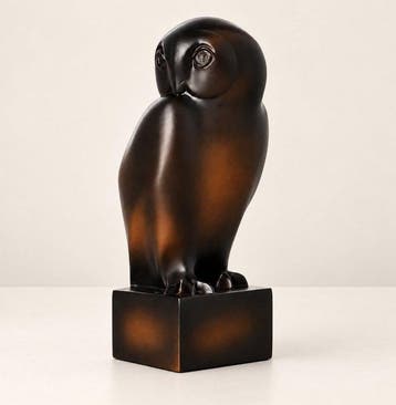 Beeldje - Uil op sokkel - Hars, Antiek en Kunst