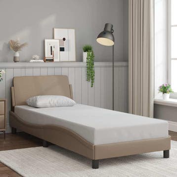 vidaXL Bedframe Dover kunstleer cappucinnokleurig 80x200, Verzenden