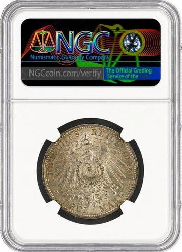Duitsland, Pruisen Willem II. 3 Mark 1909 - NGC UNC