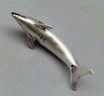 Tafelmiddenstuk - .800 zilver - Dolfijn sculptuur ornament