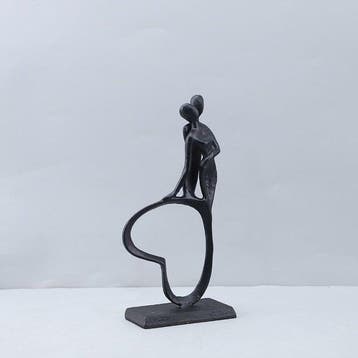 Sculpture, Eternity — Abstract Cast Iron Couple Embrace,