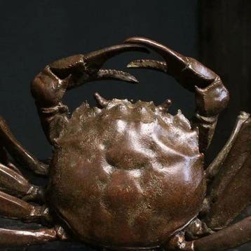 Figurine de crabe en bronze patiné chinois, ornemente de