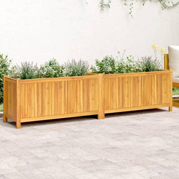 vidaXL Plantenbak met voering 199x38,5x50 cm massief, Tuin en Terras, Verzenden, Nieuw