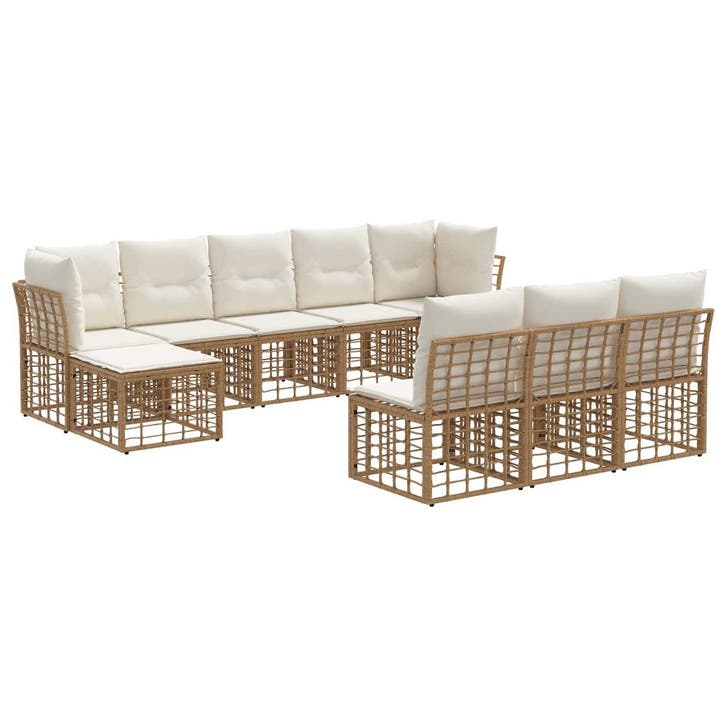 vidaXL Buiten bank set Natuurlijk en Crème Wit Polyester, Jardin & Terrasse, Ensembles de jardin, Envoi