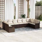 vidaXL Tuinbank Set met kussen 10 pcs Bruin poly rattan, Verzenden, Nieuw
