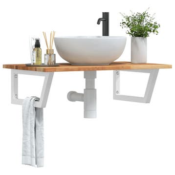 vidaXL Badkamer wandschap staal en massief acaciahout, Verzenden, Nieuw