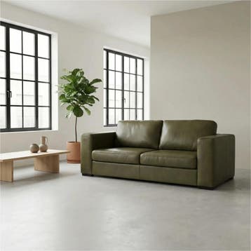 Leren bank Flow - 2 zits - Granada Moss (olijf/groen) -, 150 tot 200 cm, Nieuw, Ophalen of Verzenden, Modern