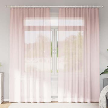 vidaXL Gordijnen voile met roedezakken 2 st lichtroze, Huis en Inrichting, Stoffering | Gordijnen en Lamellen, Verzenden, Nieuw