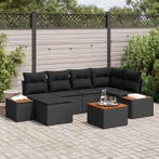 vidaXL Tuinbank Set met kussen met opslag 7 pcs Zwart, Verzenden, Nieuw