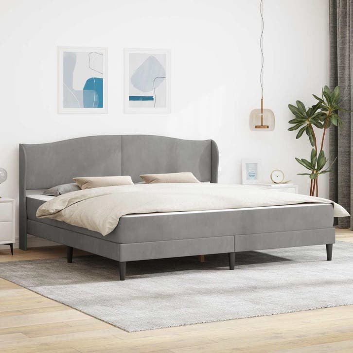 vidaXL Bedframe met hoofdeinde Lichtgrijs 200 x 200 cm, Huis en Inrichting, Slaapkamer | Bedden, Nieuw, Verzenden